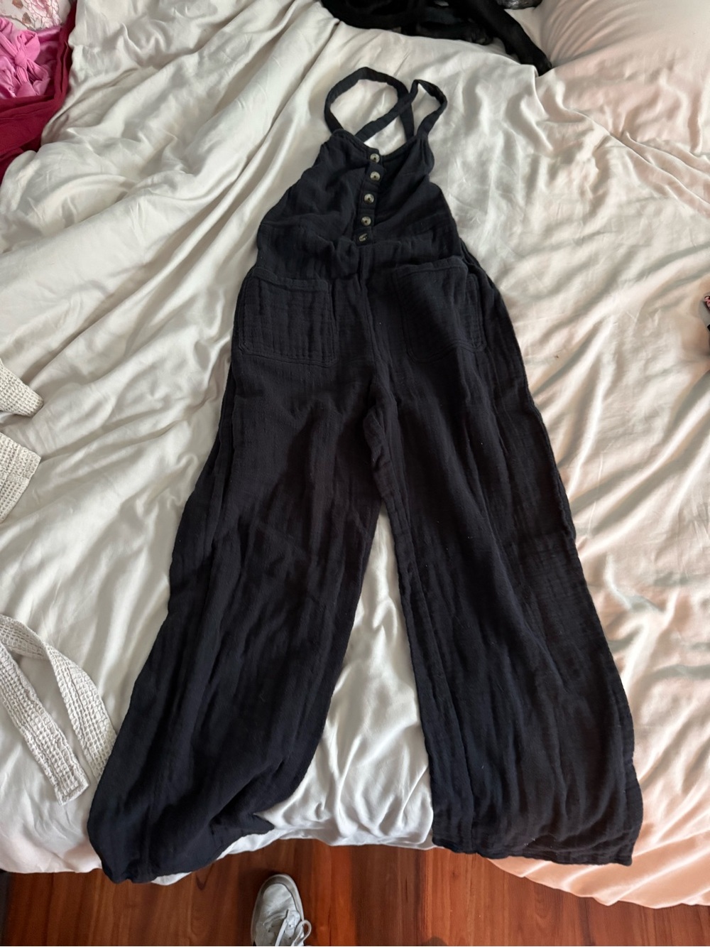 Billabong Black Wide-Leg Button-Front Jumpsuit